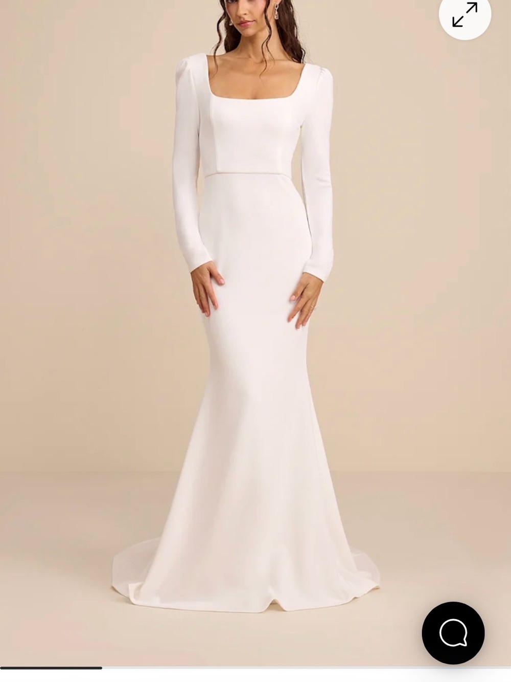 Bahari Ivory Square-Neck Long-Sleeve Bridal Gown